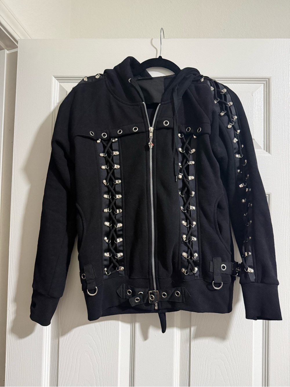 Goth black lace up jacket
